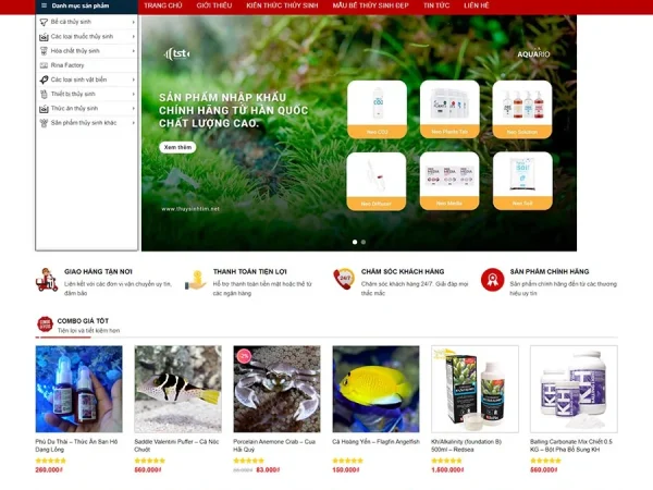 Mẫu Website thủy sinh, cá cảnh chuẩn đẹp