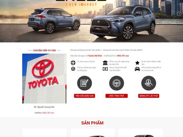 Mẫu website WordPress bán ô tô Toyota