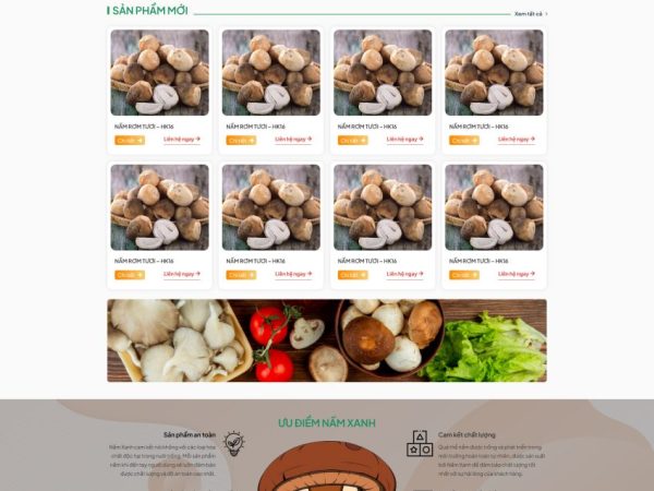 Mẫu Website trang trại bán nấm chuẩn đẹp