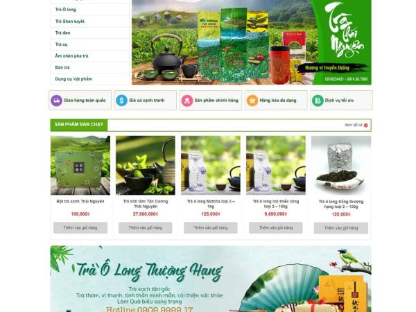 Mẫu website WordPress bán trà xanh