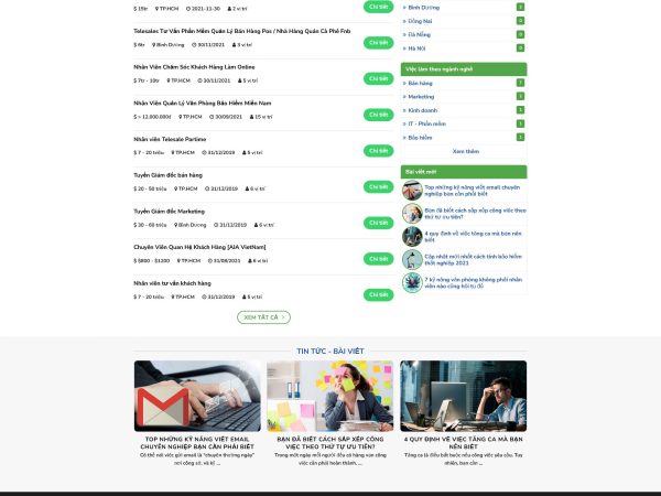 Mẫu Website tìm kiếm việc làm chuẩn đẹp