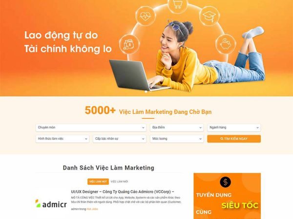 Mẫu website WordPress tuyển dụng, việc làm 02