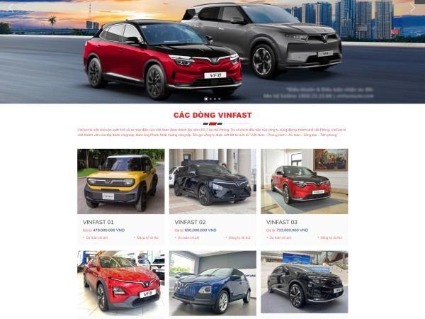 Mẫu Website bán xe ô tô Vinfast chuẩn đẹp