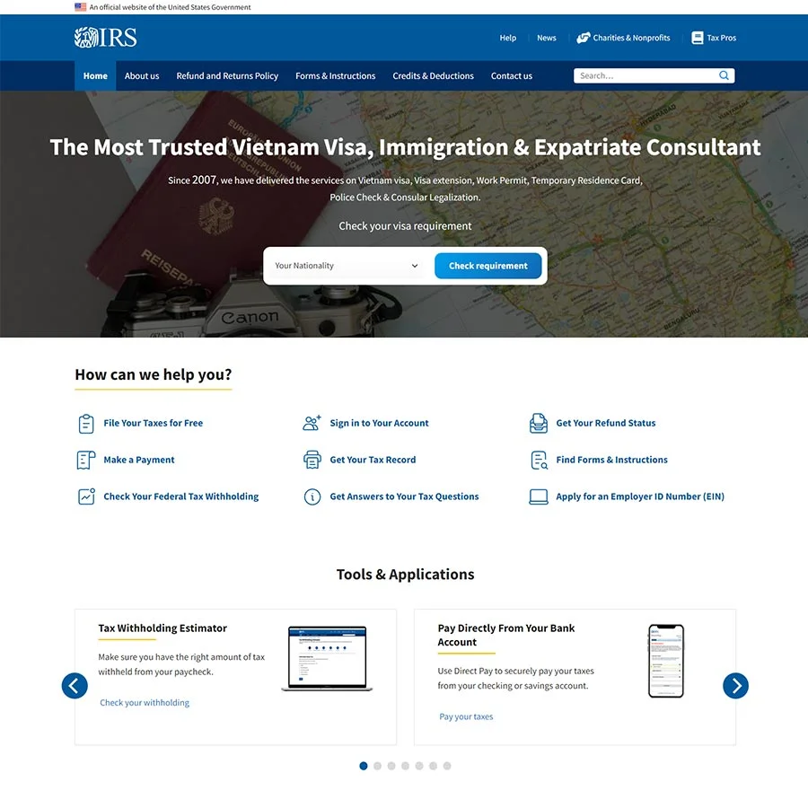 Mẫu Website cấp visa du lịch nước ngoài chuẩn đẹp