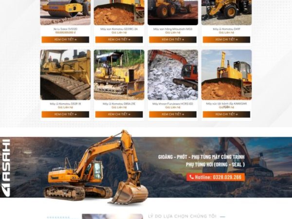 Mẫu Website bán xe cơ giới chuẩn đẹp