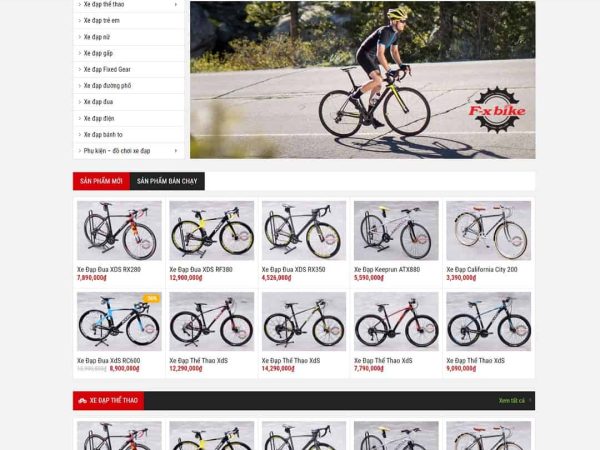 Mẫu website WordPress cửa hàng bán xe đạp