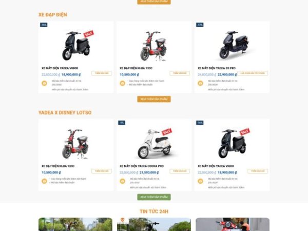 Mẫu Website bán xe điện 2 chuẩn đẹp